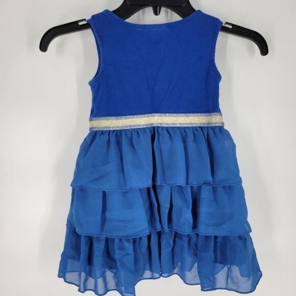 Hanna Andersson Blue Sleeveless Glitter Tiered Ruffle Dress 4 - Picture 5 of 8